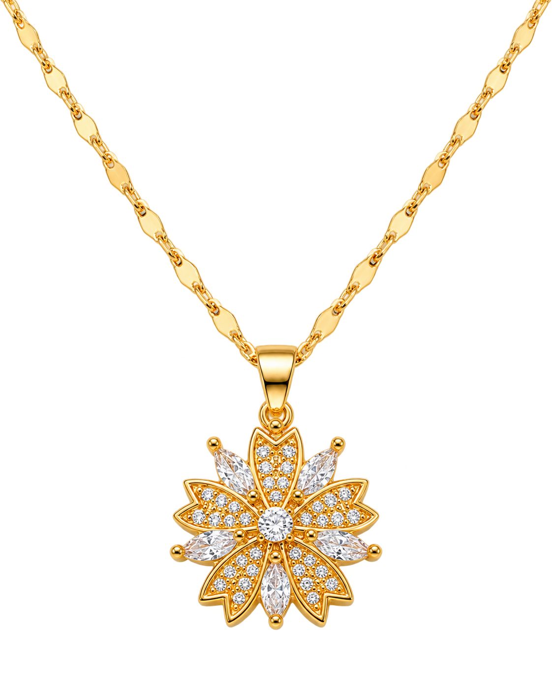 Collar Giratorio de Flor de Circonita