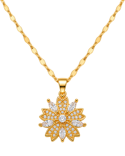 Collar Giratorio de Flor de Circonita