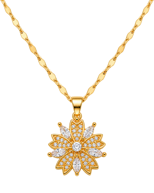Collar Giratorio de Flor de Circonita