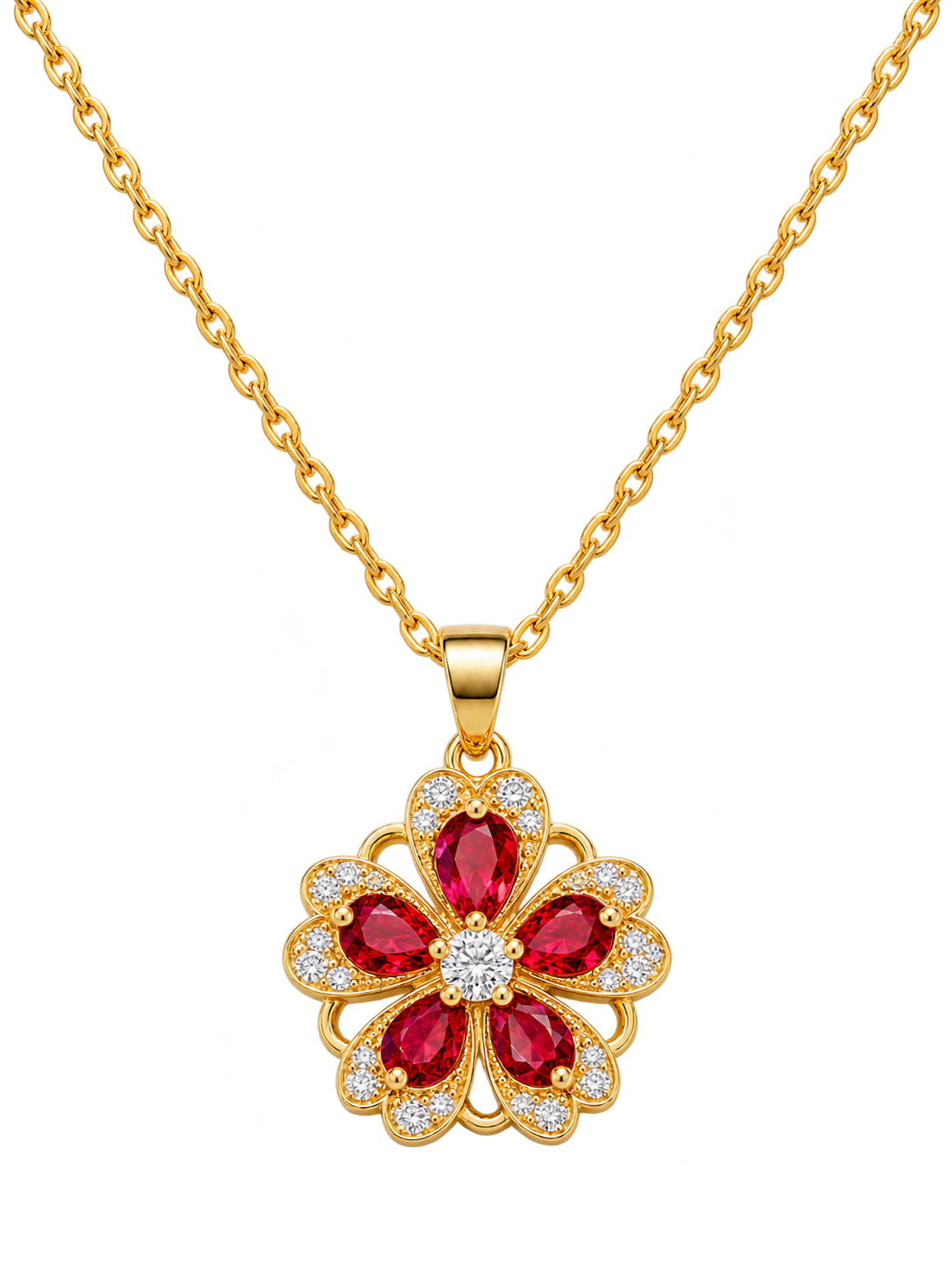 Collar Giratorio de Flor de Circonita