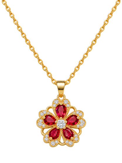 Collar Giratorio de Flor de Circonita