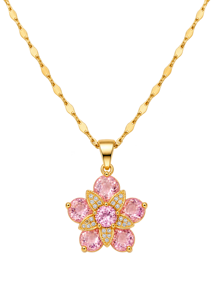 Collar Giratorio de Flor de Circonita